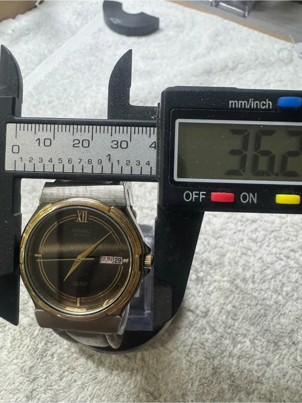 Seiko Black Dial Watch with Gold Accents